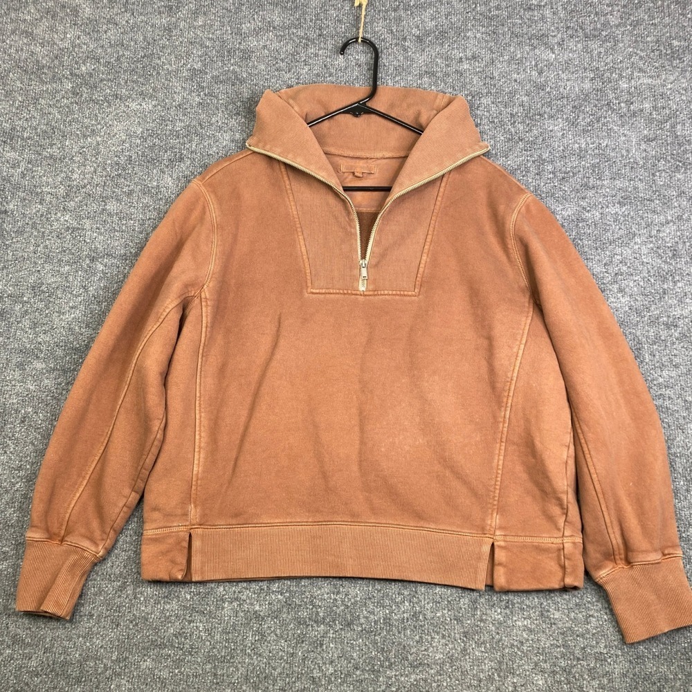 Alex Mill Terracotta Orange 100% Cotton Quarter Zip Pullover Sweatshirt Womens L